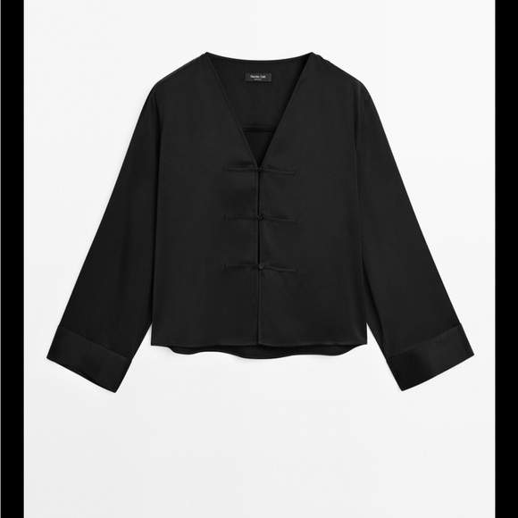 Massimo Dutti satin blouse with button detail